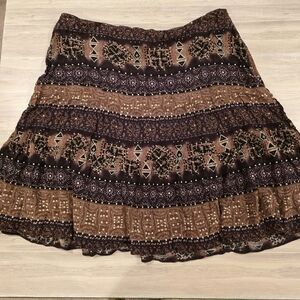 Relativity Womens 14 Patterned Gold MetallicAccents Skirt Unlined.